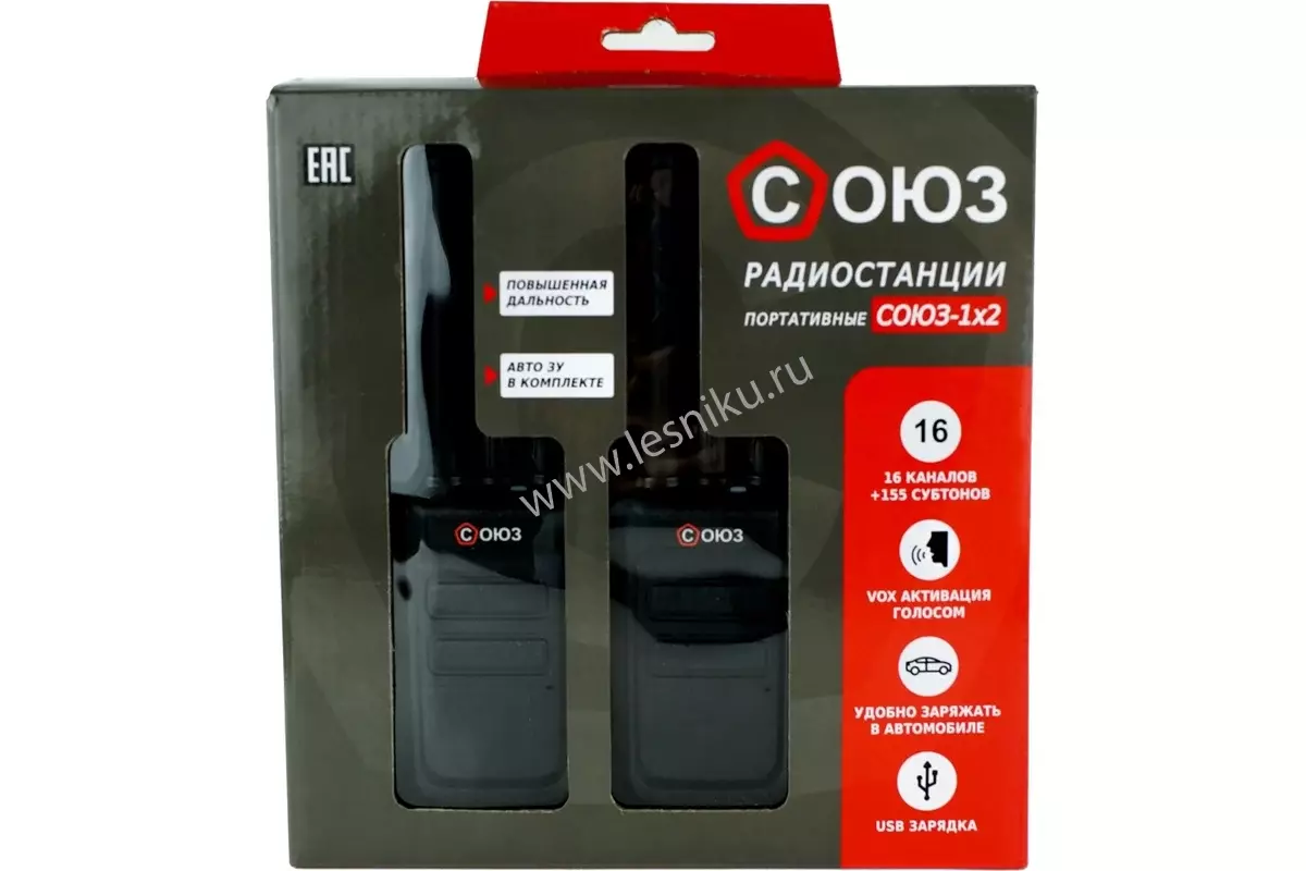 Радиостанция портативная Coюз 1х2 6631_a, комплект 2 шт