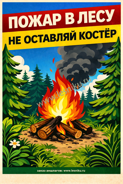 Аншлаг Пожар в лесу, 100х60 см