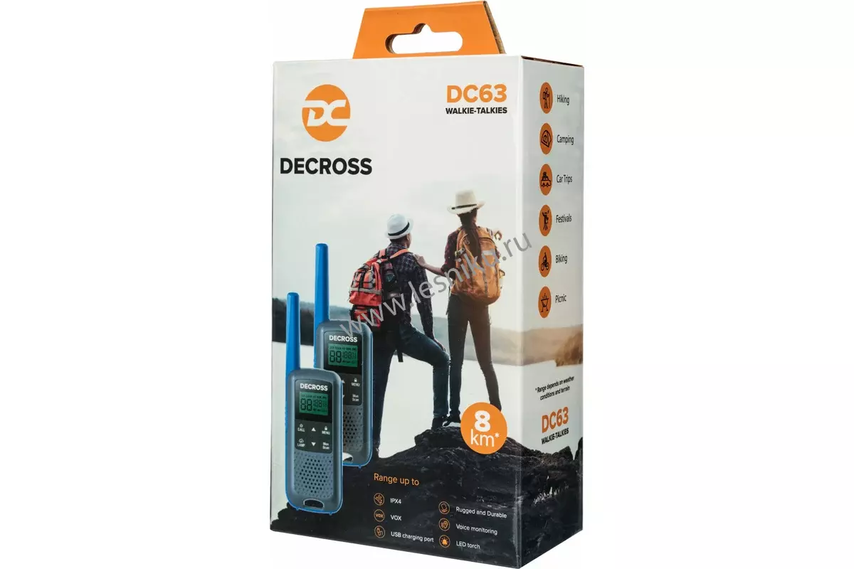 Радиостанция портативная Decross DC63 Blue Twin EU с ЗУ, комплект 2 шт