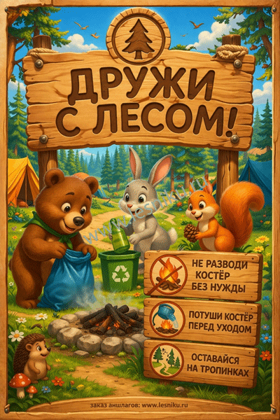Аншлаг Дружи с лесом,100х60 см