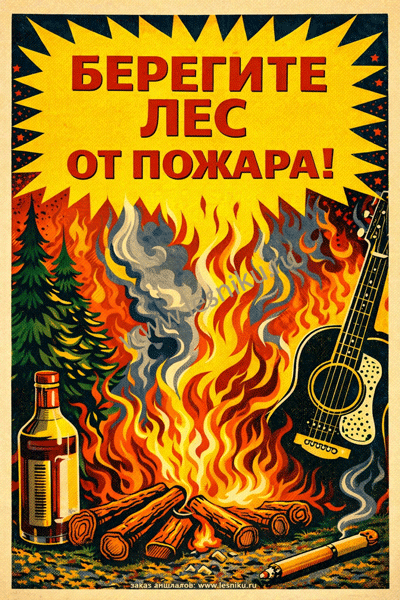 Аншлаг берегите лес от пожара, 100х60 см