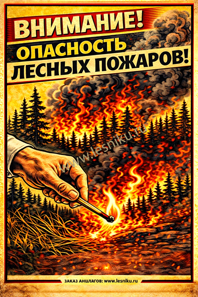 Аншлаг опасность лесных пожаров, 100х60 см