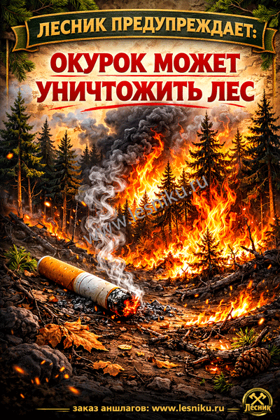 Аншлаг Окурок может уничтожить лес, 100х60 см